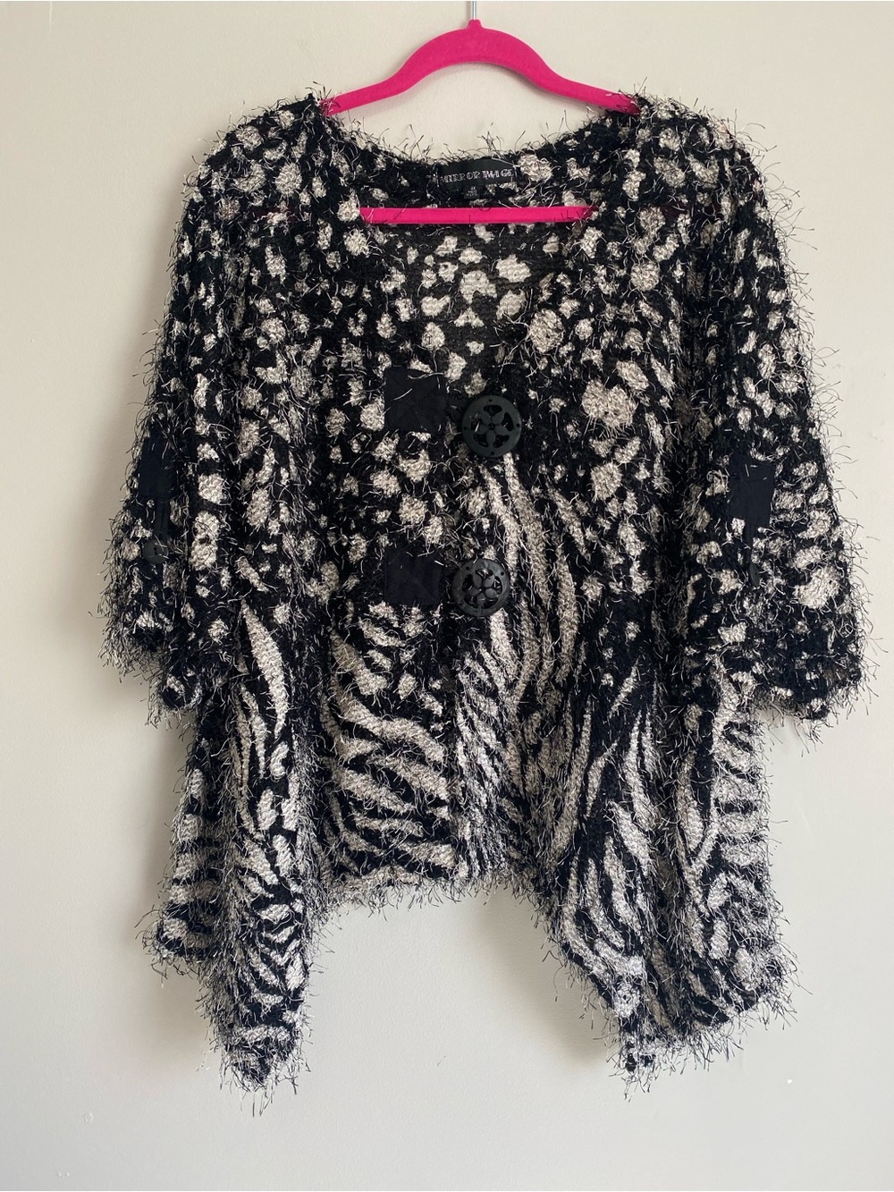 Mirror Image Cardigan 3X Eyelash Knit Whimsigoth Boho Cottage Eccentric Artsy